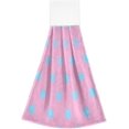 thumbnail image 2 of SKYSONIC Blue Pink Polka Dot Hanging Hand Towels with Hanging Loop, Hand Towels Soft Thick Dish Cloth Hand Towels for Kitchen Bathroom, with Hanging Loop, 12"x17", 2 of 6