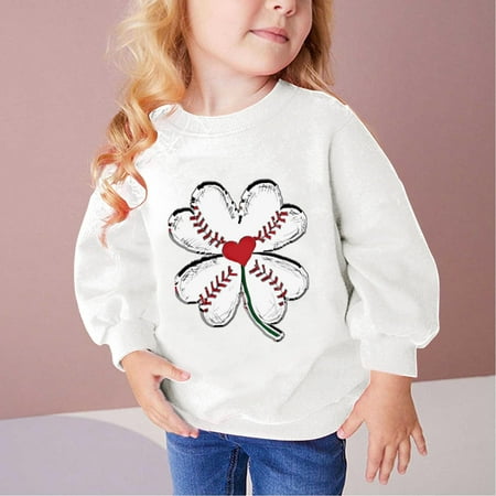 

YYYTop Sweatshirts for Boy Pullover Baby Boy Fall Winter Middle Big Girls Boys Heart Print Long Sleeve Top Sweater Kid Cute Funny Outfits Sweatshirts Under $10