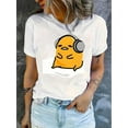 thumbnail image 1 of Camiseta con estampado de yema de huevo para mujer - Camiseta informal de manga corta de algodón suave, negra con diseño de yema de huevo amarilla durmiendo, ligera y cómoda para uso informal y de oc, 1 of 6