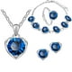 thumbnail image 2 of Pendientes para mujer, regalos para mujer, moda, cristal plateado, corazón, collar, pendientes, anillo, pulsera, conjunto de cuatro piezas, pendientes para mujer, 2 of 3