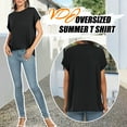 thumbnail image 4 of VDJ Women Plus Tops Summer Short Sleeve Crew Neck T Shirts Trendy Black Tunic Tee Oversize Solid Blouses for Lady Size 4XL, 4 of 9