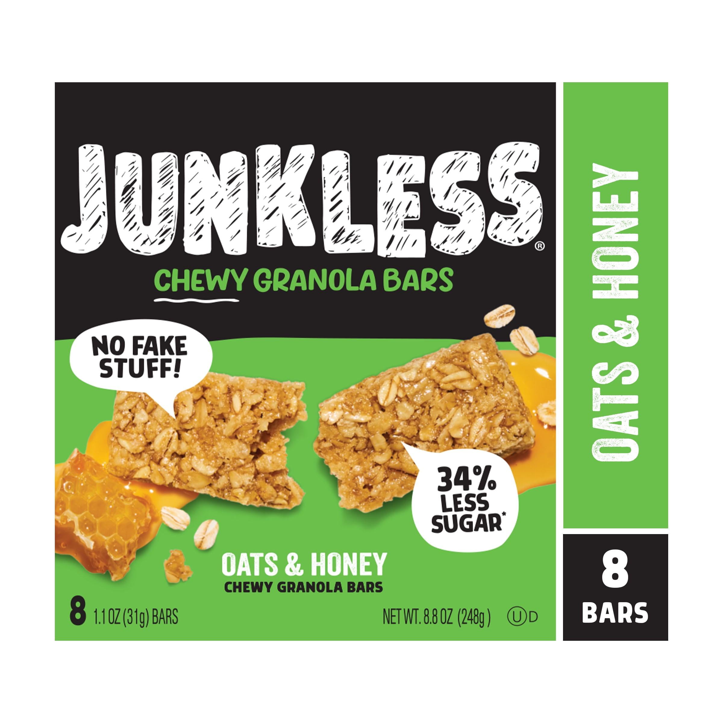 (4 pack) JUNKLESS Chewy Oats & Honey Chewy Granola Snack Bars, 1.1 oz, 8 Count
