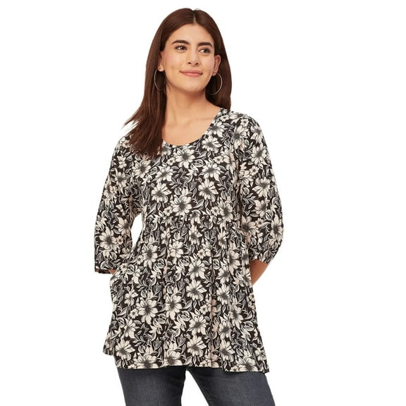 Moomaya 3/4 Sleeves Rayon Fit & Flare Top - Regular Fit Spring Fashion