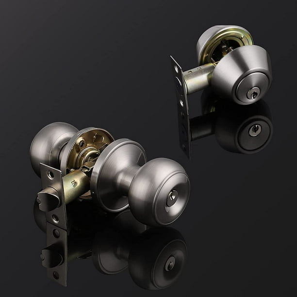 6 Pack Bathroom Bedroom Door Knobs Hardware Round Privacy Knobs