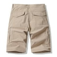 thumbnail image 4 of hoksml Men's Solid Color Casual Cargo Shorts Zipper Button Multiple Pockets Loose-Fit Lightweight Bermuda Shorts Thigh Fashion zip Pockets, 4 of 8