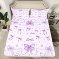 thumbnail image 2 of Homewish Kawaii Bowknot Bed Sheets 4pcs for Girls, Purple Plaid King Sheets, Hand Drawn Love Hearts Sheet Set, Breathable Home Decor, 2 of 7