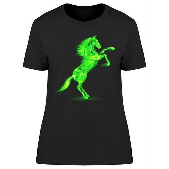 Green Fire Horse Rearing Up T-Shirt Women -Image by Shutterstock, Female x-Large