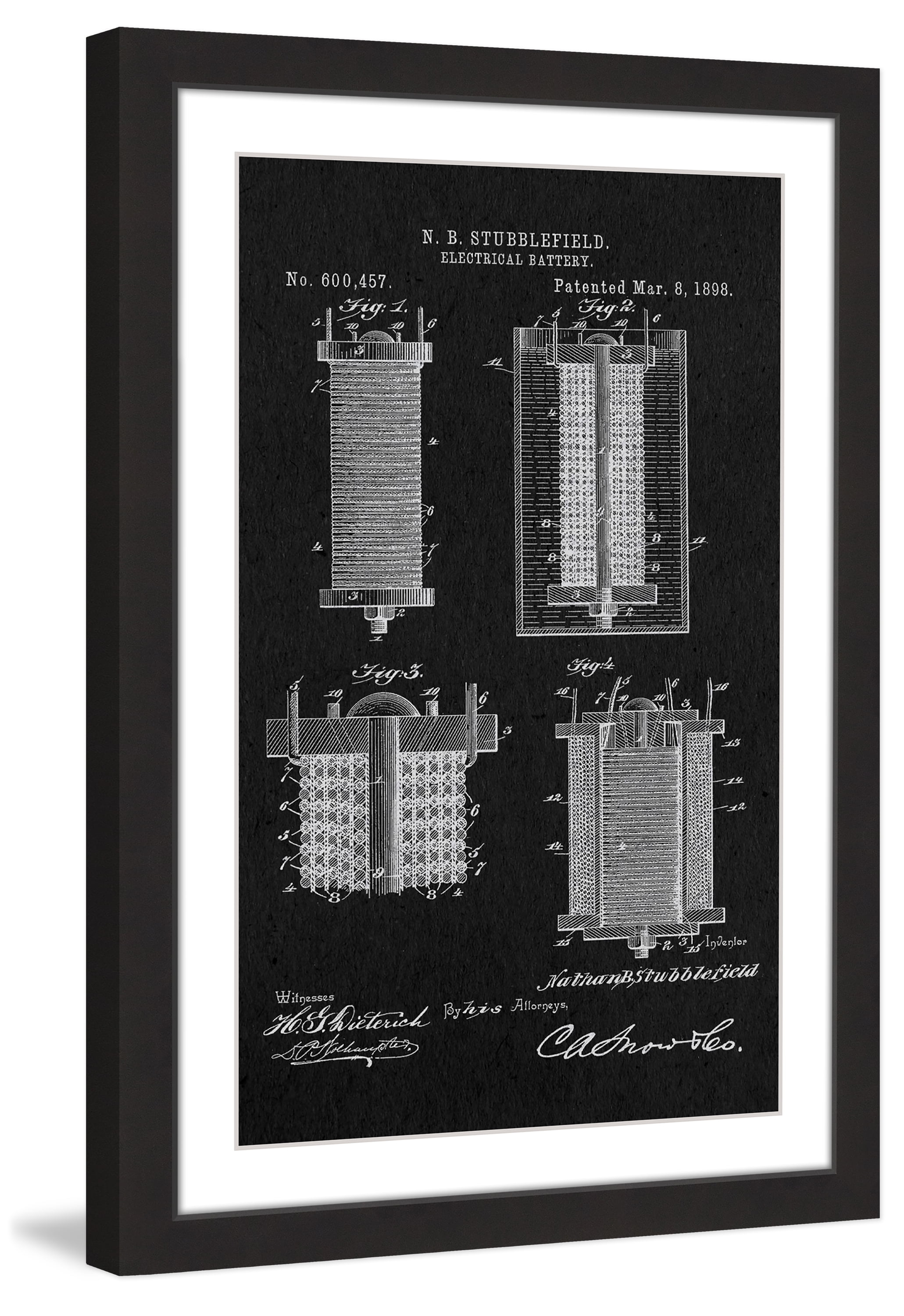 "Battery 1898 Black Paper" Framed Painting Print
