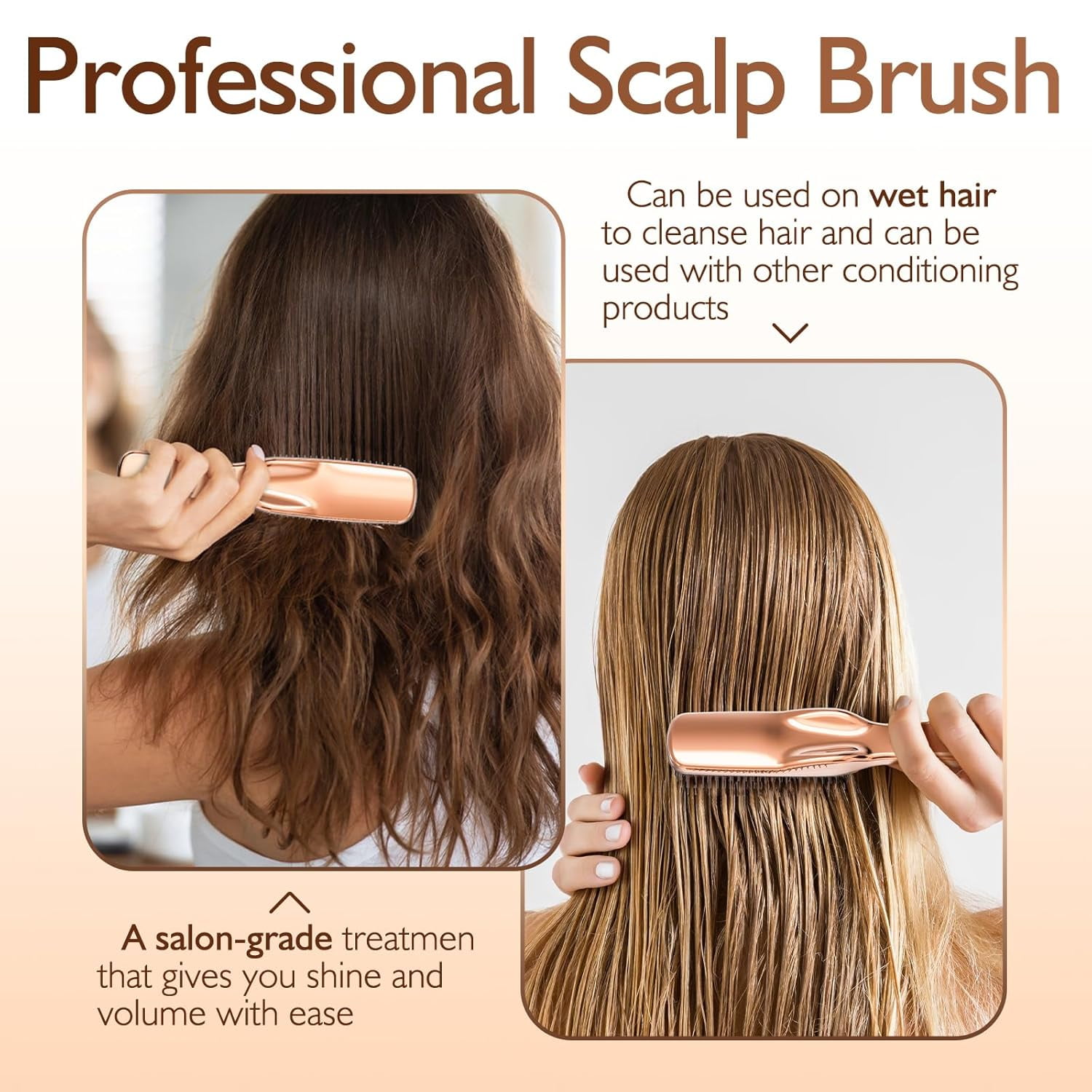 ABPETE Detangling Hair Brush, Dry and Wet Detangler Hair Brush for Women and Men, Massager Scalp Brush for Straight/Long/Fine Hair, Rose Gold