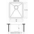 thumbnail image 2 of Ruvati USA RVH7116 16 x 18 in. Undermount Bar Prep 16 Gauge Rounded Corners Stainless Steel Single Bowl Kitchen Sink, 2 of 7