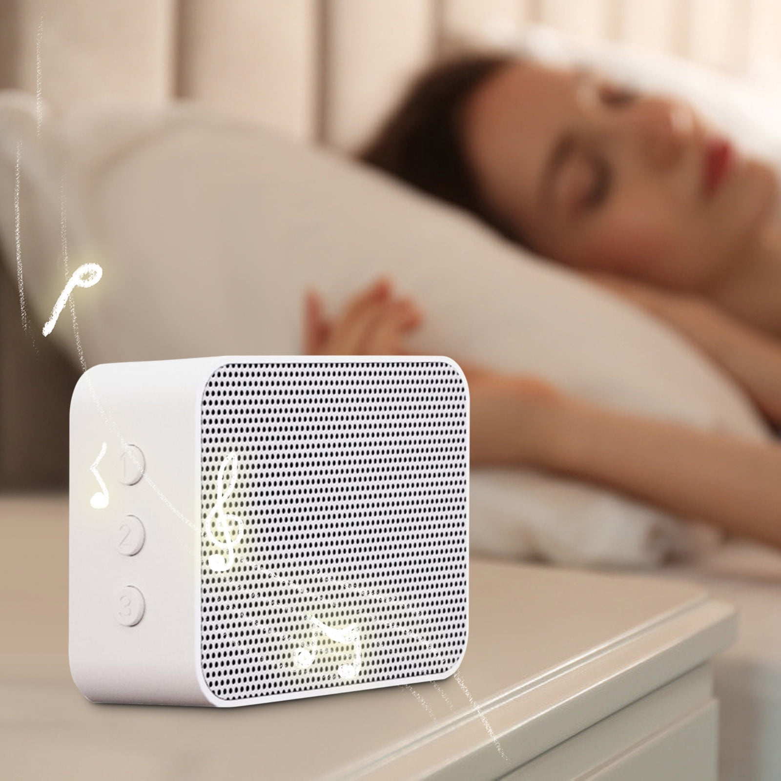 COM1950s Smart White Noise Sleep Machine, Portable Meditation Device with Music and Buddha Chants for Fast Sleep and Stress Relief, Compact Design