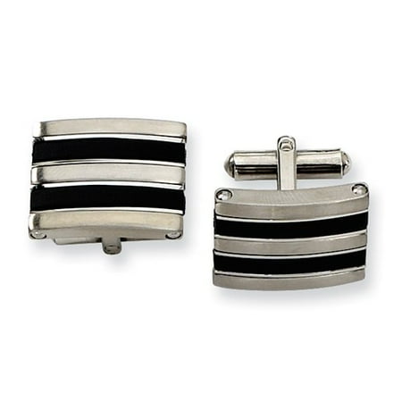 Stainless Steel Black Rubber Cuff Links