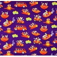 thumbnail image 2 of 1 Fat Quarter - The Wiggles Big Red Car Bus Boat & More on Purple Cotton Fabric - 21" X 18", 2 of 2