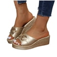 thumbnail image 5 of Slippers for Women Summer Wedge Thick Soled Open Toe Slip-on Slide Shoes Versatile Casual Spring Summer Trendy Comfortable Beach Sandals., 5 of 10