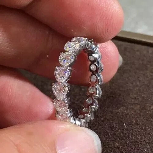 Engagement Women's Ring 2 CT Heart Lab-Created Diamond 14K White Gold Plated For Her