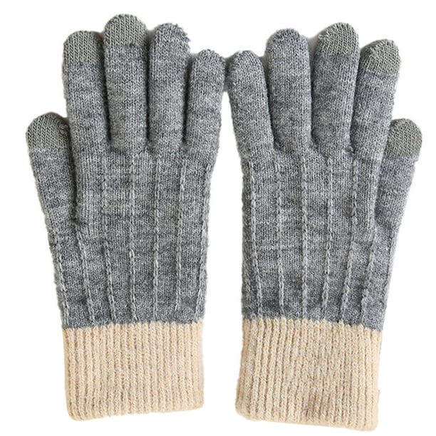 Guantes mágicos térmicos elásticos con pantalla táctil de invierno, tejidos de lana cálida y forrados con vellón grueso