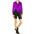 thumbnail image 2 of INSPIRE CHIC Women's Casual Stand Collar Metallic Zip Crop Length Bomber Jacket 2XL Dark Purple, 2 of 8