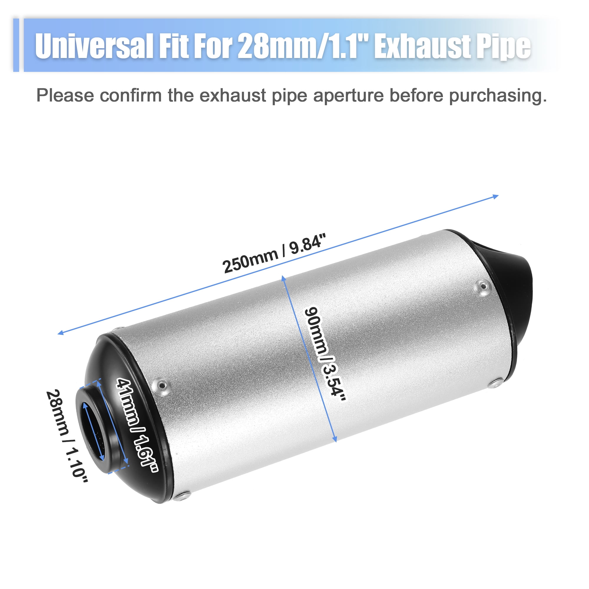 Unique Bargains 1 Set Muffler Exhaust Pipe System Assembly Kit 28mm for Motorbike ATV Pit Dirt Bike Muffler Silver Tone