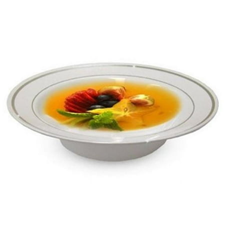 

Fineline Settings 512-WH White & Silver 12 oz. Round Soup Bowl