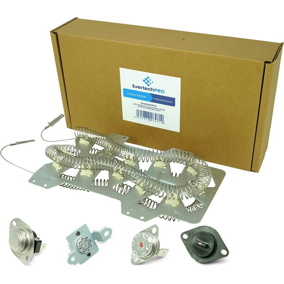EvertechPRO DC47-00019A Kit for Samsung Dryer Heating Element All In One Heater Assembly with DC47-00018A DC96-00887A DC47-00016A DC32-00007A Thermostat Sets Aslo fit Whirlpool 35001247 35001193