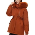 thumbnail image 2 of Chaqueta de algodón con cuello de piel grande para mujer, chaqueta de algodón gruesa y corta para trabajo, 2 of 6