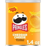 Pringles Cheddar Cheese Potato Crisps Chips, Lunch Snacks, 1.4 oz Canister