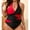 Red, variant on Underwire Swimsuits for Women,Summer Solid Patchwork Deep V Side Split Bikini Sports Swimsuit