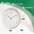 thumbnail image 3 of Reloj de pared Bakbrand de 25 cm, silencioso y moderno, dorado, 3 of 9
