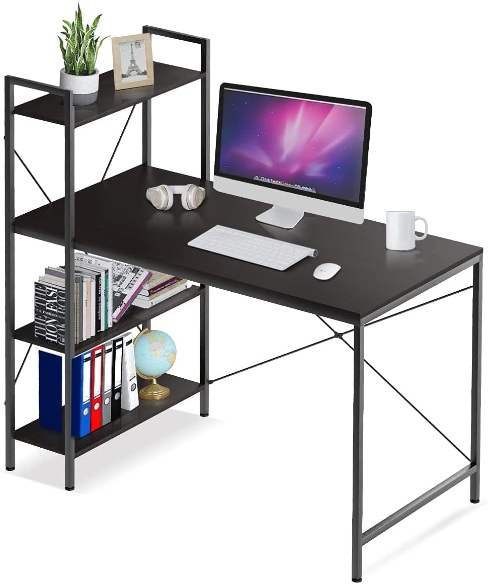 Home Office Laptop Desk 31'' Movable Height Adjustable Fashion Study Room Bedroom Living Room Workstation Computer PC Notebook Writing Rolling Children Study Table with Shelves