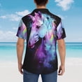 thumbnail image 4 of Sikiie Rainbow Spotted White Horse Print Men's Hawaiian Shirt, Summer Beach Button Pocket Short Sleeve T-Shirt,3X-Large, 4 of 7