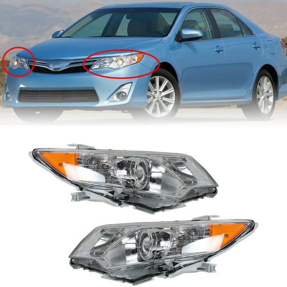 Headlight Headlamp Assembly Replacement for 2012 2013 2014 Toyota Camry Driver and Passenger Side 8115006470, 8111006470, 8115006800, 8111006800