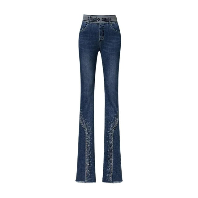 Pantalones de mezclilla para mujer Sunnimix elásticos acampanados de longitud completa Azul oscuro 31