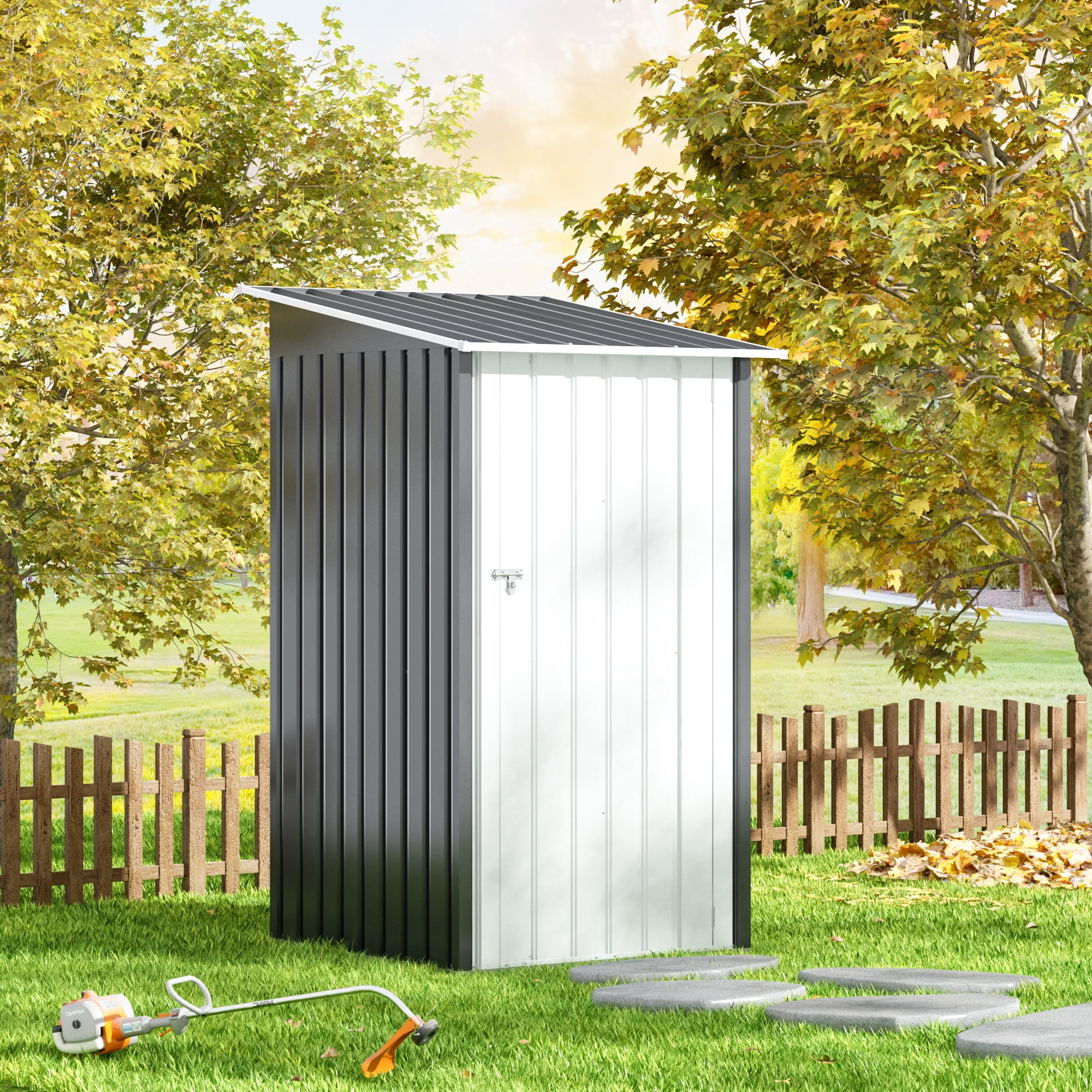 Jaxpety 3x3 ft. Outdoor Storage Shed, Metal Garden Shed with Lockable Door for Backyard, Patio, Lawn