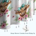 thumbnail image 6 of White Highland Cow Flower Bow Pattern Shower Curtain 84"x72" ,Bathroom Decorative Shower Curtains Set with 12 Hooks,Modern Waterproof Washable Shower Curtain, 6 of 6