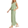 thumbnail image 4 of INSPIRE CHIC Casual 2 Piece Sets for Women Summer Pants Suits Lightweight Pleated Tank Top Drawstring Wide Leg Outfits XS Light Green, 4 of 6