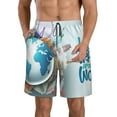 thumbnail image 2 of Uemuo Let's go Travel Around the World Pattern Men's Swim Trunks Hawaiian Beach Bathing Suit Swimsuits Beach Quick-Dry Shorts with Pockets-XX-Large, 2 of 9