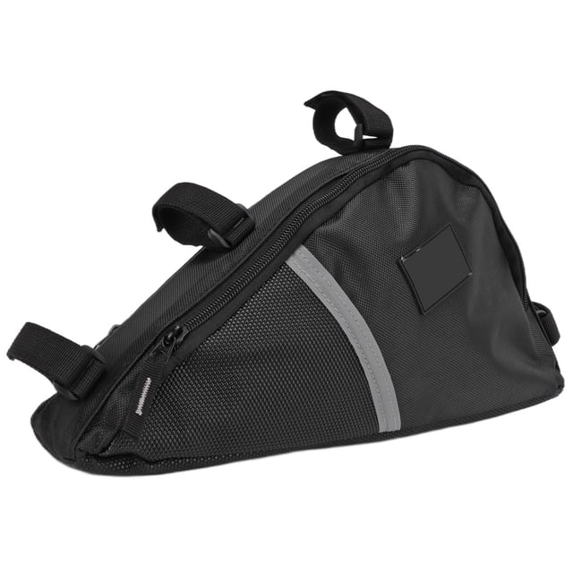 Oxford Cloth Triangle Saddle Frame Pouch, Large Capacity Convenient Bike Bag Multi Point Hook and Loop Straps for Cycling Black,Grey