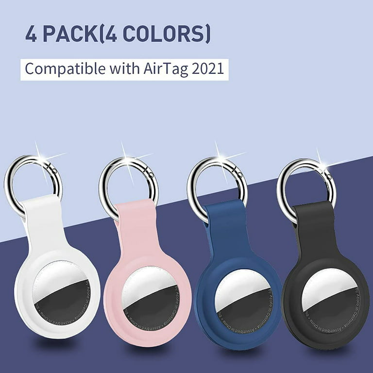 Eusty Air Tag Keychain for Apple Airtags Holder , 4 Pack Protective Leather Airtags Case Tracker Cover with Air Tag Holder, AirTag Key Ring Compatible