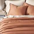 thumbnail image 3 of EVERGRACE Tencel Lyocell Cooling Duvet Cover Set King Size 3 Piece, 100% Natural Eucalyptus Lyocell Fiber from Austria, Luxury Silky Soft Comforter Cover with 2 Shams, Terracotta Clay, 92"x108", 3 of 8