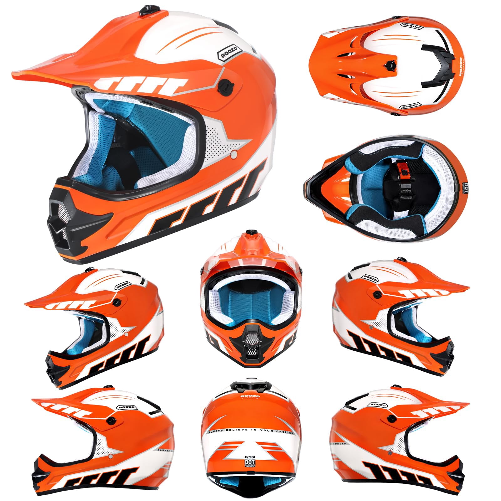 Youth Dirt Bike Helmet DOT Certified - Full Face Motorcycle Helmet for Off-Road, ATV, Street Riding, Includes Adjustable Goggles & Protective Gloves