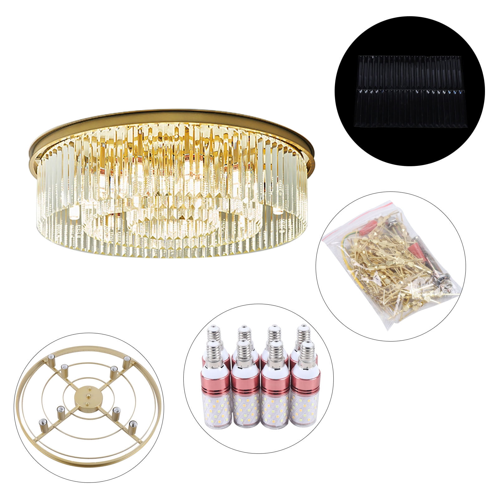 DENEST 23.6" Modern Crystal Chandelier Ceiling Light Fixture for Home & Office