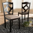 thumbnail image 2 of Set of 2 Baxton Studio Ruth Modern and Contemporary Beige Fabric Upholstered and Dark Brown Finished Dining Chair Set, 2 of 7