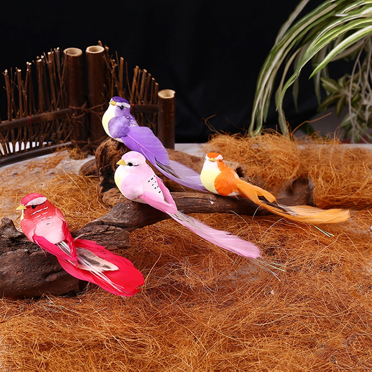 12pcs Clip Vintage Artificial Bird Decoration Feather Christmas Tree