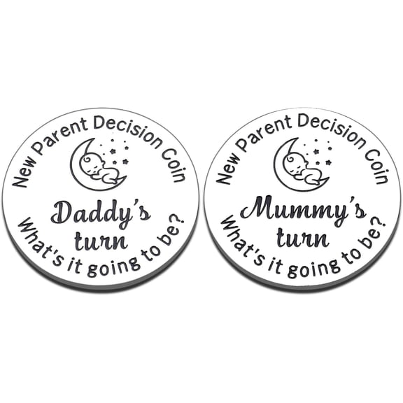 Funny Decision Coin for New Dad Mom, Shower Announcement, New Parent Gifts for Couple, Pregnancy Gifts for First Time Moms Dads, New Parents Gifts for Dad Mom to be,