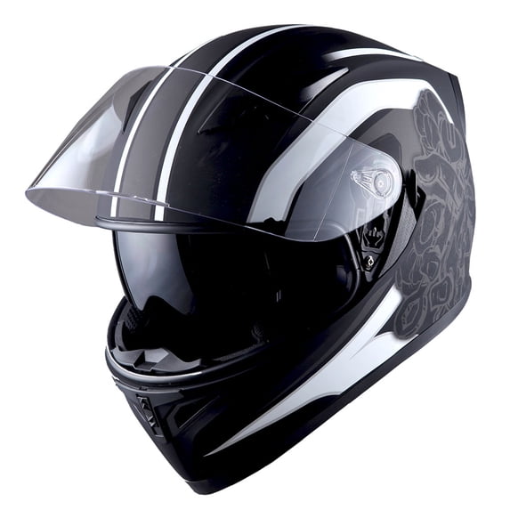 1Storm Motorcycle Full Face Helmet Street Bike Dual Visor/Sun Shield Mechanic White