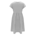 thumbnail image 4 of Jiyugala Summer Dresses 2023 Solid Color Fashion OL Cotton Linen Round Neck Dress, 4 of 6