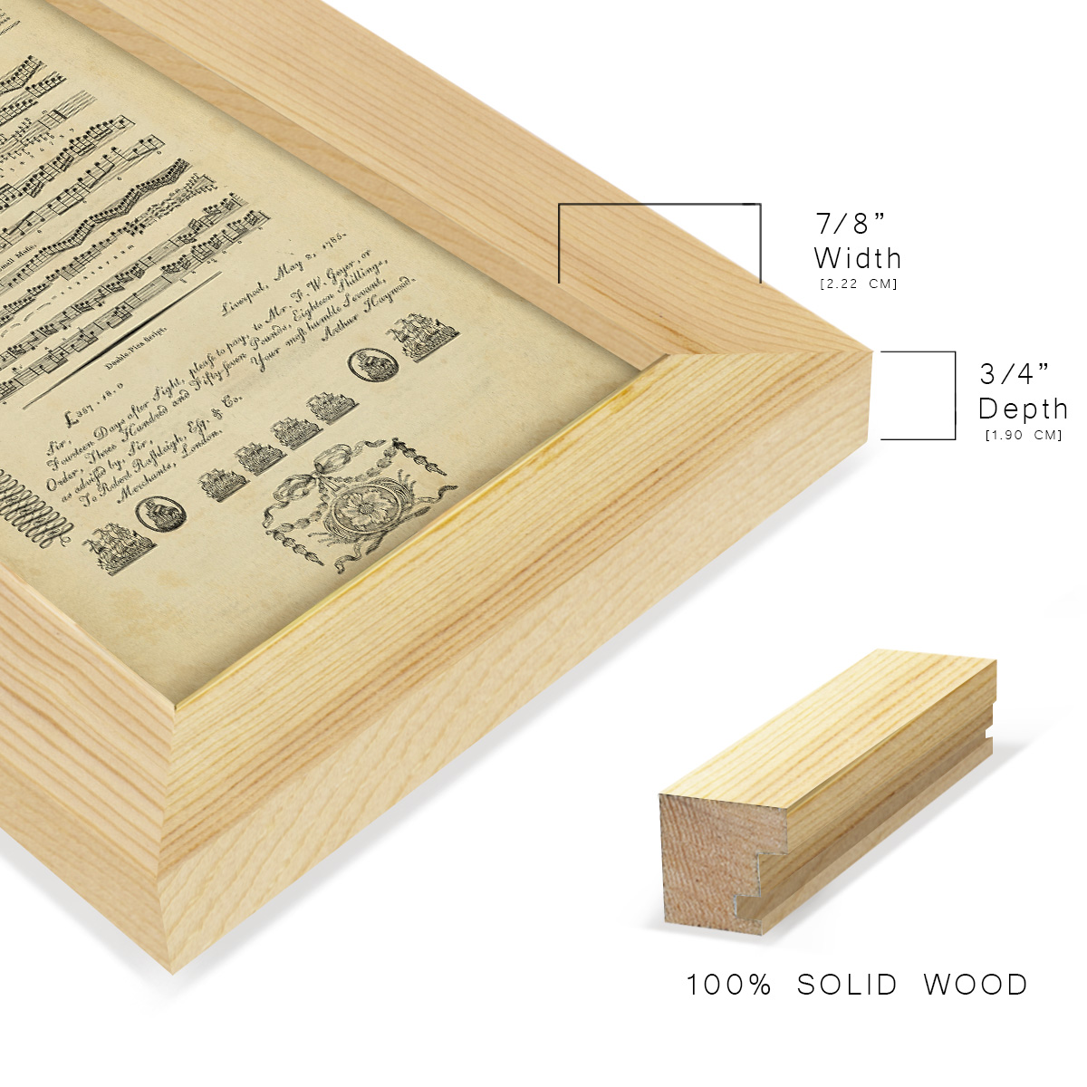Deckled Encyclopediae V (AS) -Framed Print w/glass-Natural Wood