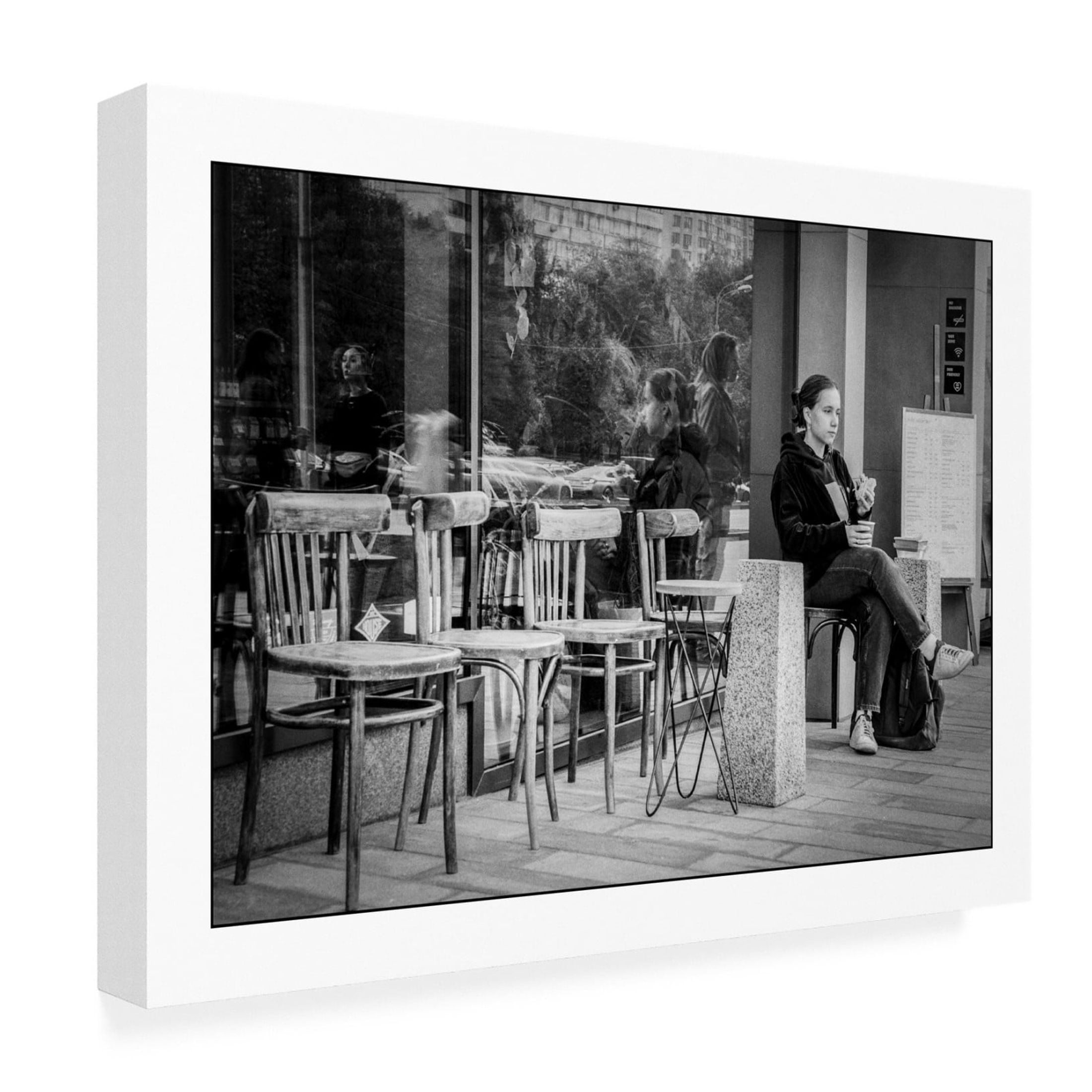 Canvas Wall Art - Yury A Melnikov 'City Girl Coffee Loneliness' Wall Art for Living Room, Bedroom, or Office Décor by Trademark Fine Art - 24 x 18 Inches
