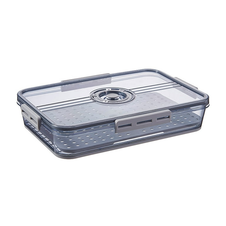 Plastic Food Storage Box Container With Lid And Drain Tray Timing Function Fridge  Produce Saver Refrigerator Organizer