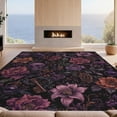 thumbnail image 2 of Design&I 8'x10' Washable Area Rug Sleek Flatweave Pet Friendly Deep Plum Elegance with Gothic Floral Motifs Victorian Inspired Design Skulls for King Size Bedroom, Under Bed, 2 of 7